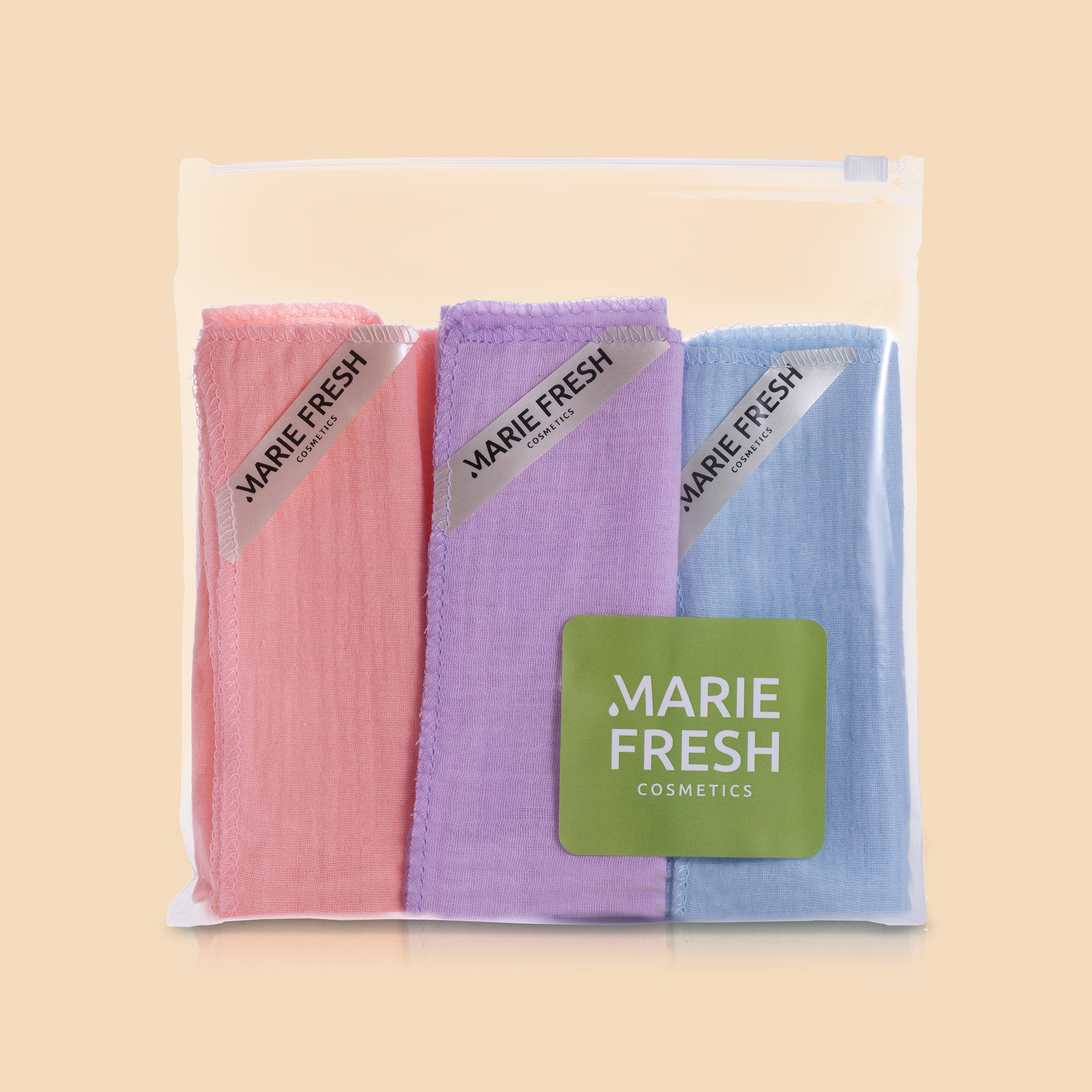 Набір з трьох муслинових серветок для очищення обличчя 