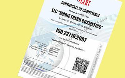 Marie Fresh Cosmetics отримала європейський сертифікат GMP